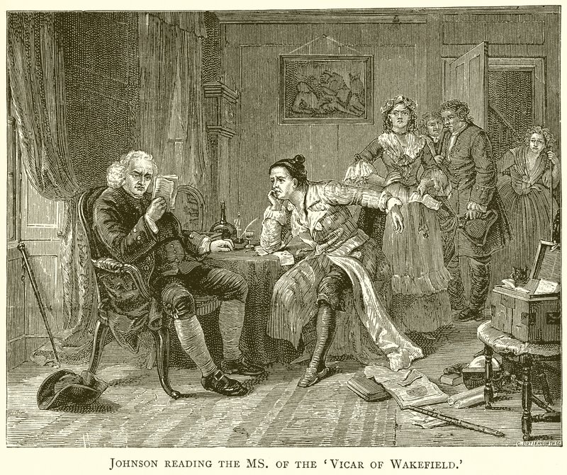 Johnson lisant le manuscrit du Vicaire de Wakefield - English School