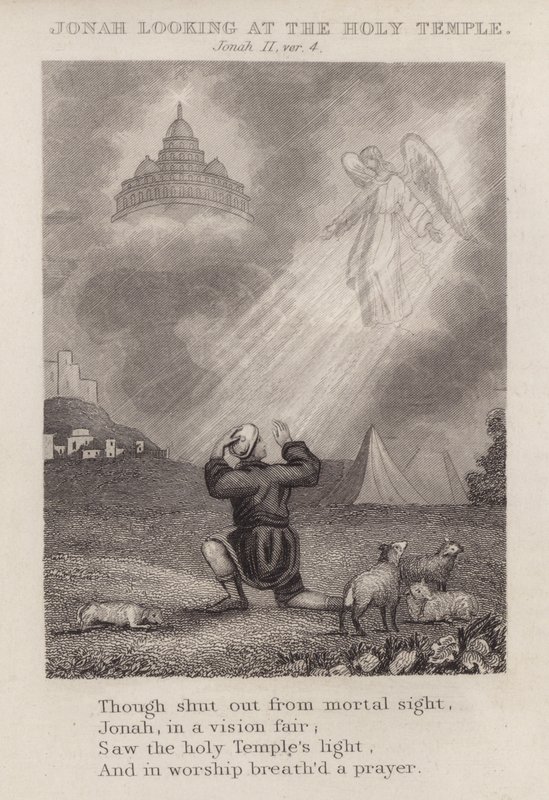 Jonas regardant le Saint Temple, Jonas II, verset 4 (gravure) - English School