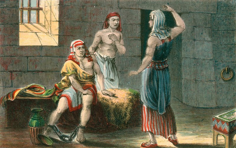 Joseph interprétant les rêves du Chef Échanson et du Boulanger en prison - English School