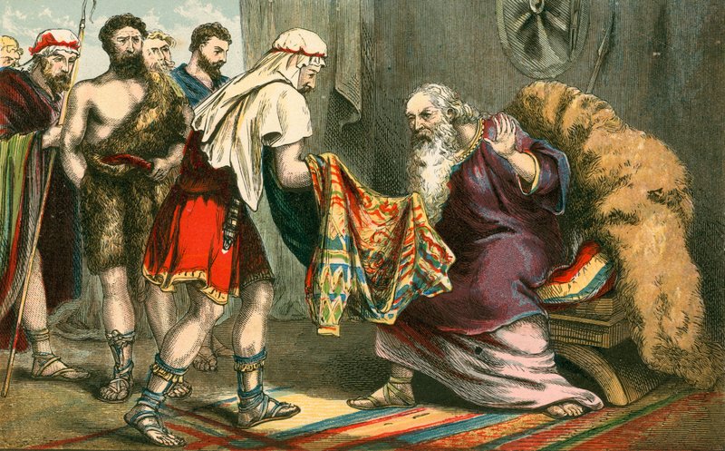Le manteau multicolore de Joseph apporté à son père, Jacob - English School