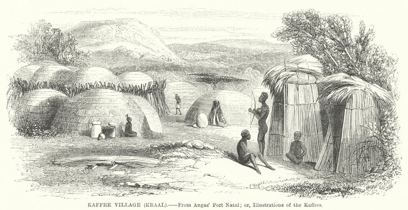 Village Kaffre, Kraal - English School