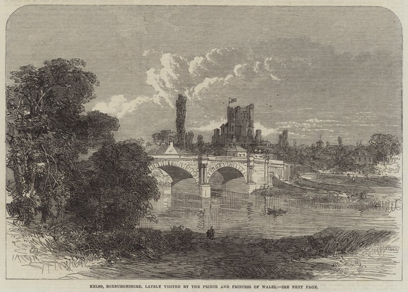 Kelso, Roxburghshire, récemment visité par le Prince et la Princesse de Galles (gravure) - English School
