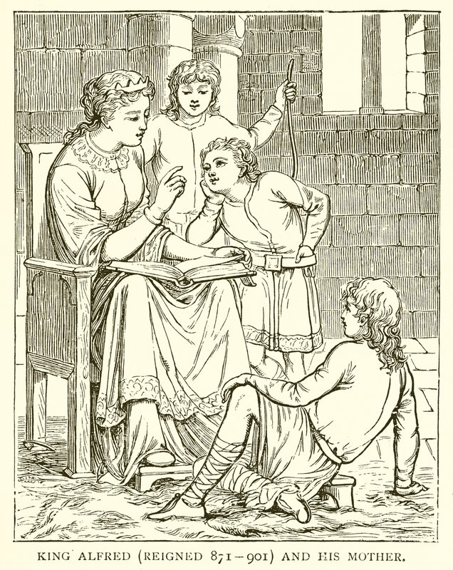 Le roi Alfred (règne 871-901) et sa mère - English School