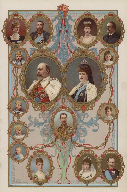 Le roi Édouard VII, la reine Alexandra et leurs enfants et petits-enfants - English School