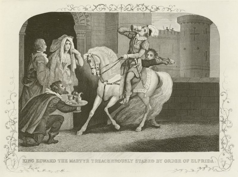 Le roi Édouard le Martyr poignardé traîtreusement sur ordre d