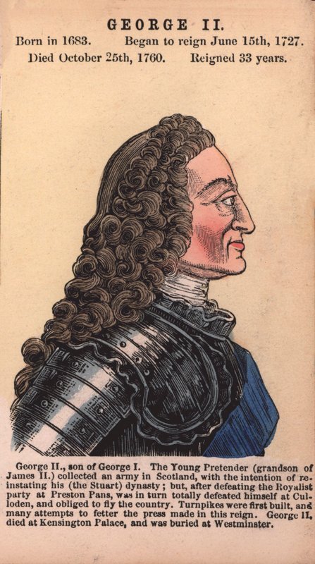 Roi George II (gravure en couleur) - English School
