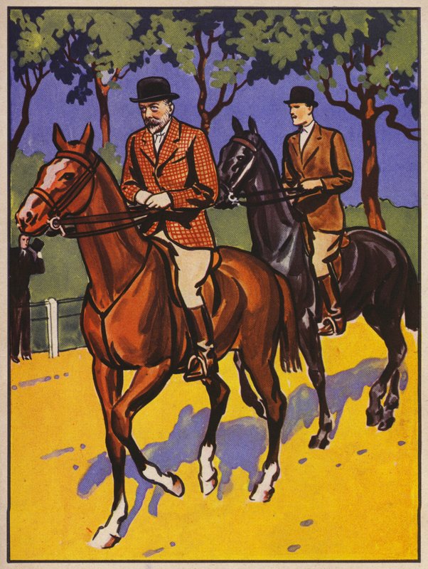 Le roi George V chevauchant sur Rotten Row, Hyde Park, Londres - English School