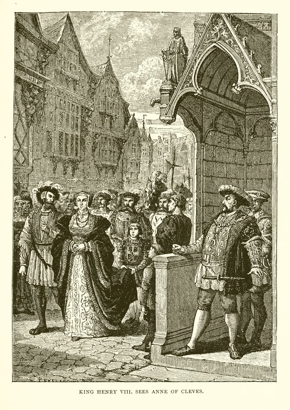 Le roi Henri VIII voit Anne de Clèves (gravure) - English School