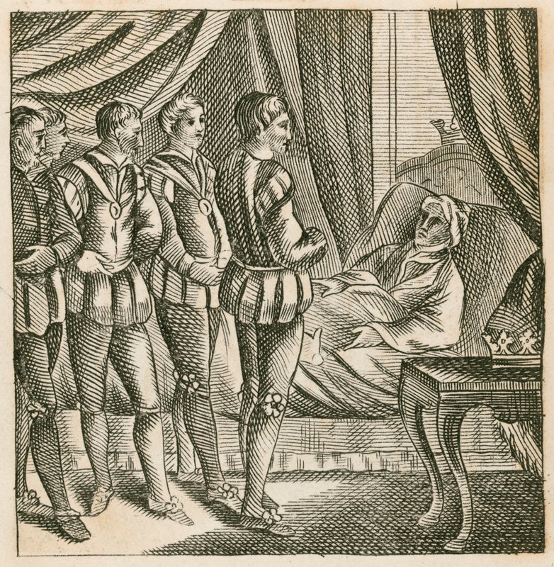 Le roi Henri V remettant son dernier testament au duc de Bedford - English School