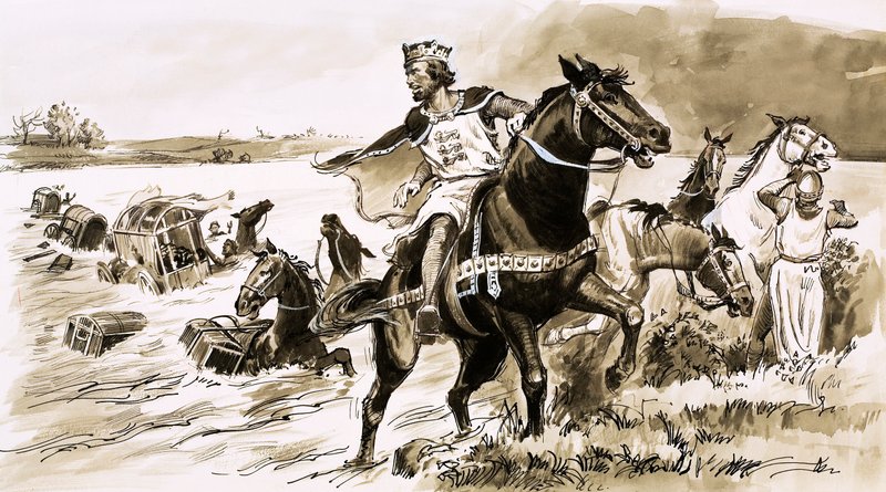 Le roi Jean a été volé par la marée (gouache sur papier) - English School