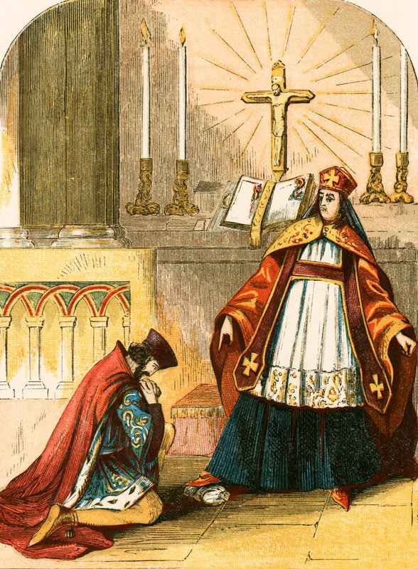 La soumission du roi Jean au légat du pape - English School