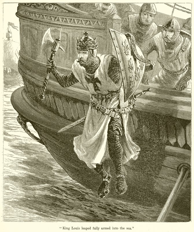 Le roi Louis a sauté tout armé dans la mer - English School