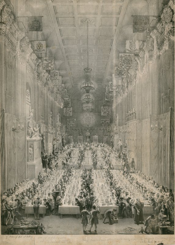 Le roi Guillaume IV et Adélaïde au Guildhall, Londres, 1834 - English School