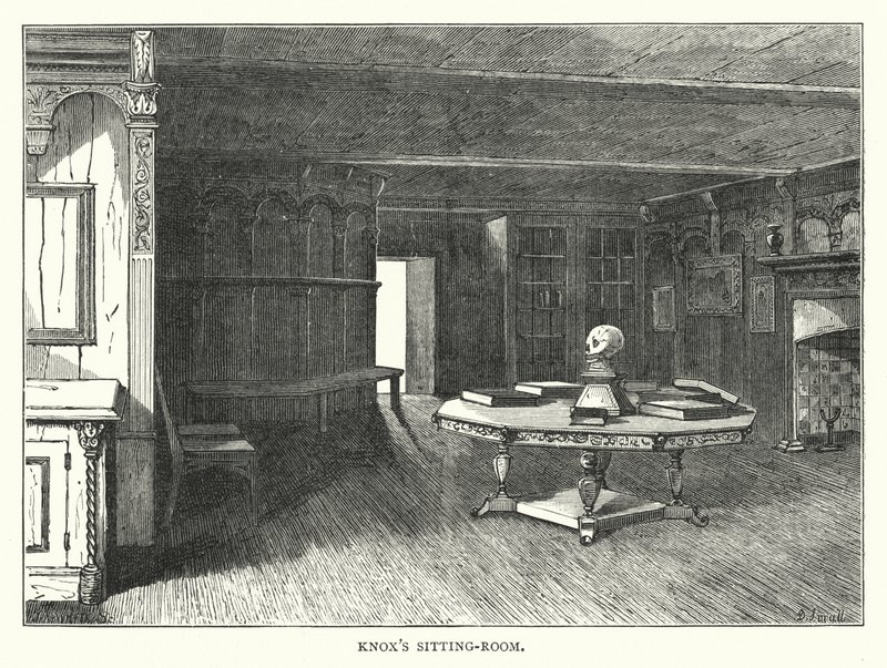 Salle de séjour de Knox (gravure) - English School