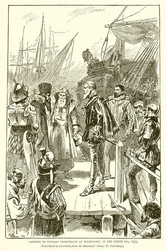 Débarquement de Richard Chancellor à Holmogory, en mer Blanche, 1553 - English School