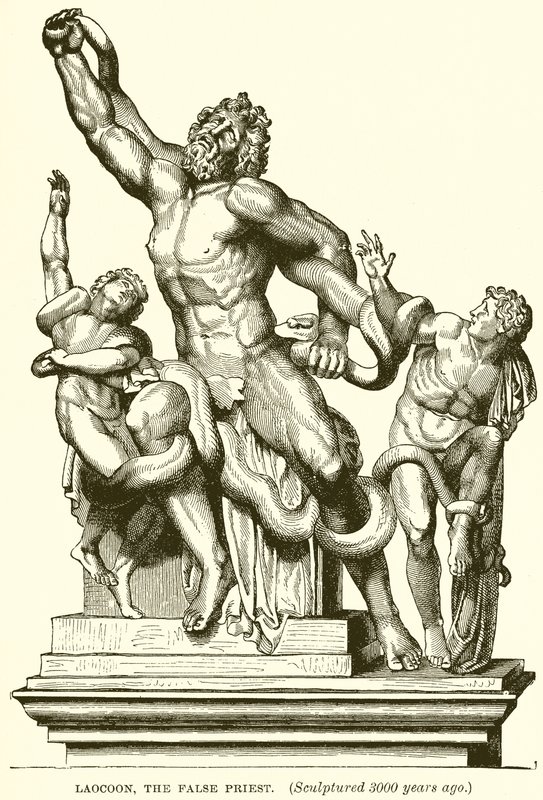 Laocoon, le faux prêtre. (Sculpté il y a 3000 ans) (gravure) - English School