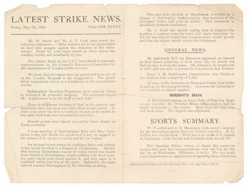 Dernières nouvelles de la grève, 7 mai 1926 - English School