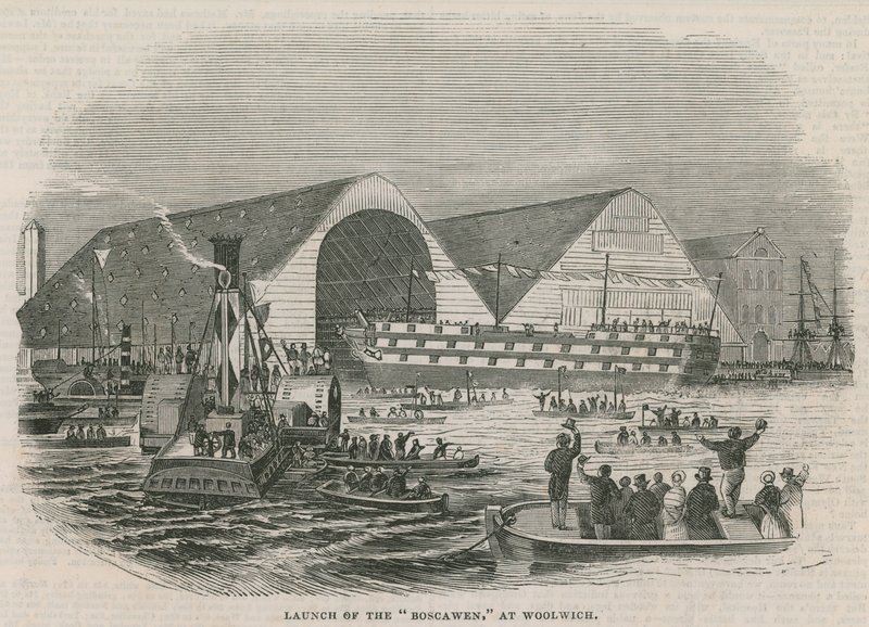 Lancement du Boscawen à Woolwich - English School