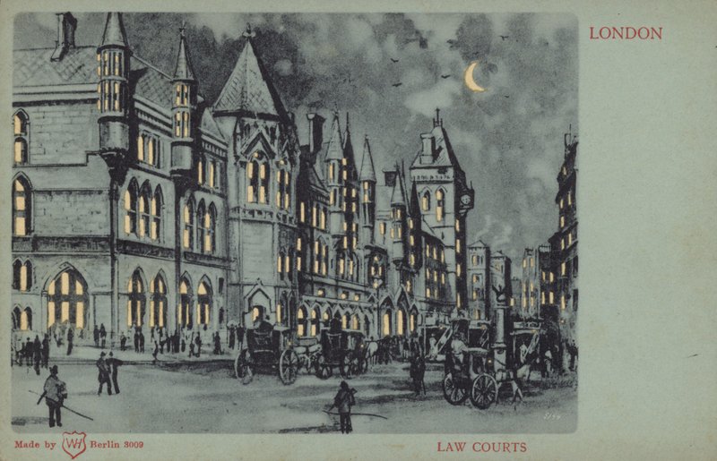 Law Courts, Londres (lithographie couleur) - English School