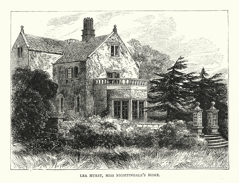 Lea Hurst, maison de Miss Nightingale (gravure) - English School