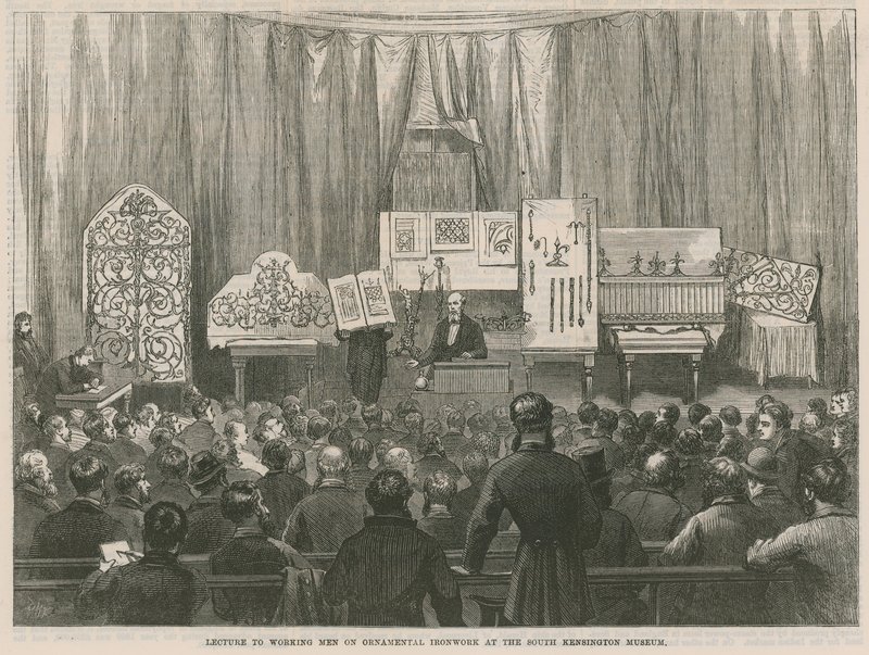 Conférence aux ouvriers sur la ferronnerie ornementale au musée de South Kensington - English School