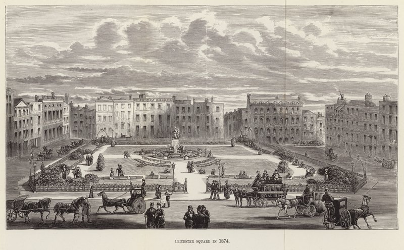 Leicester Square en 1874 - English School