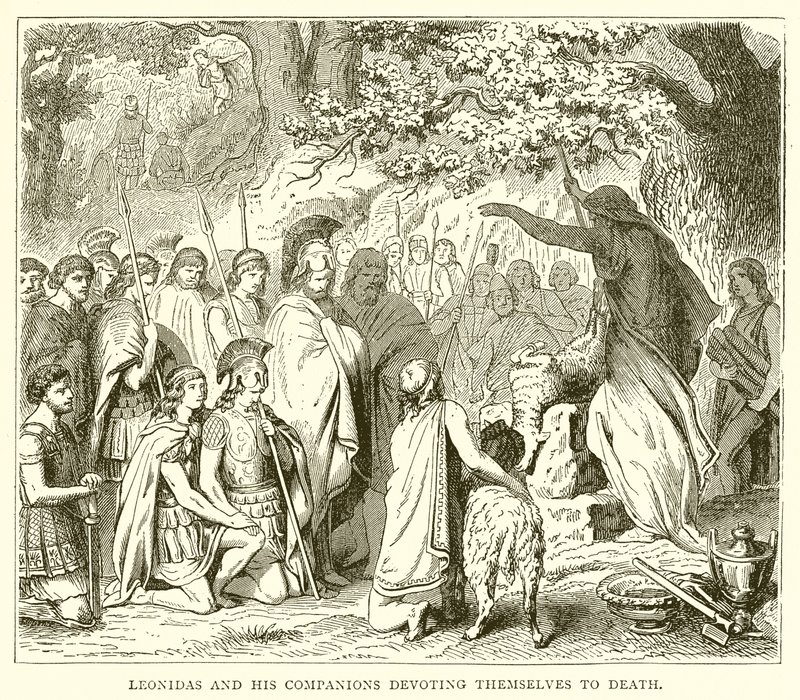 Léonidas et ses compagnons se dévouant à la mort - English School