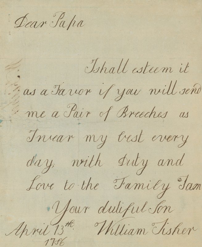 Lettre de William Fisher (autographe) - English School