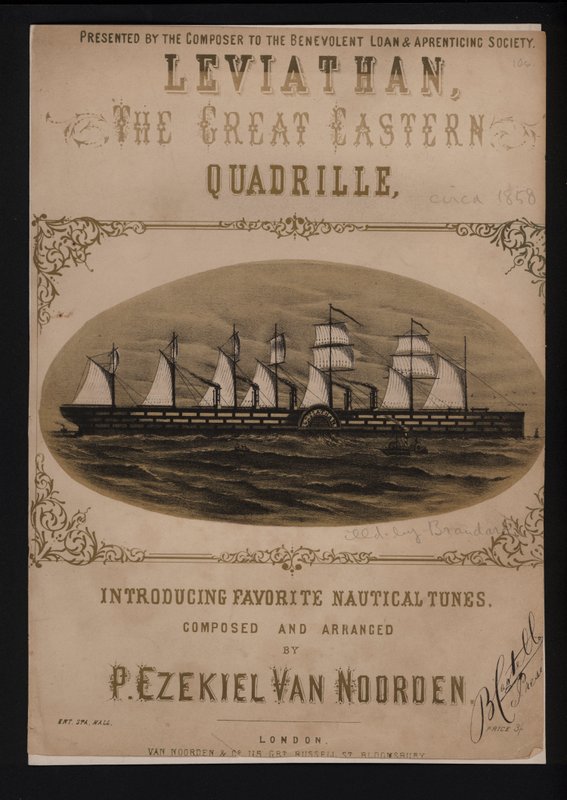 Leviathan, le Great Eastern, couverture de musique de feuille victorienne - English School