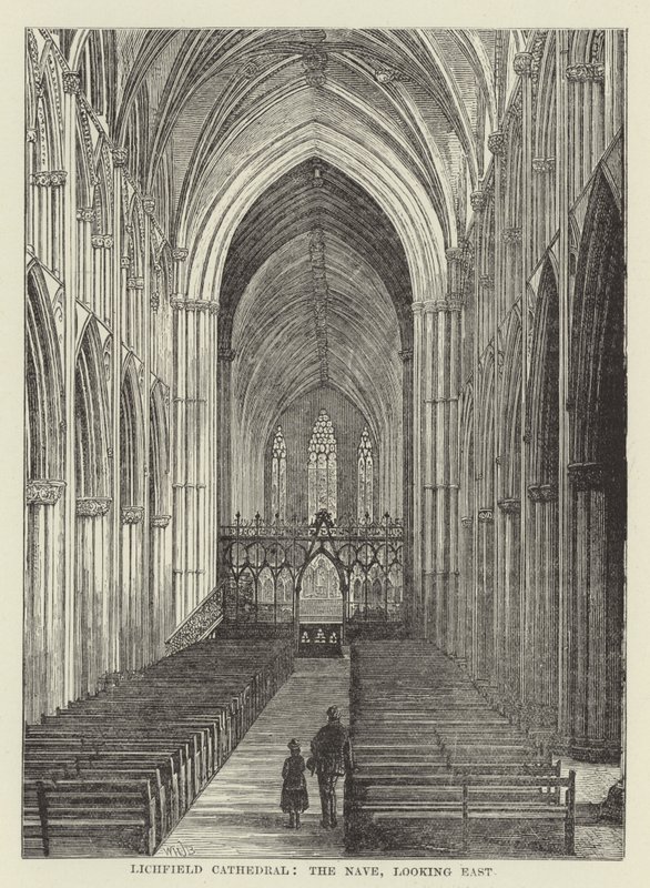 Cathédrale de Lichfield, la nef, vue vers l
