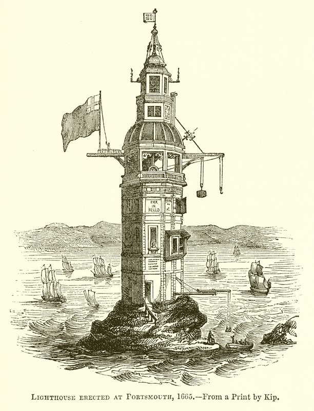 Phare érigé à Portsmouth, 1665 - English School