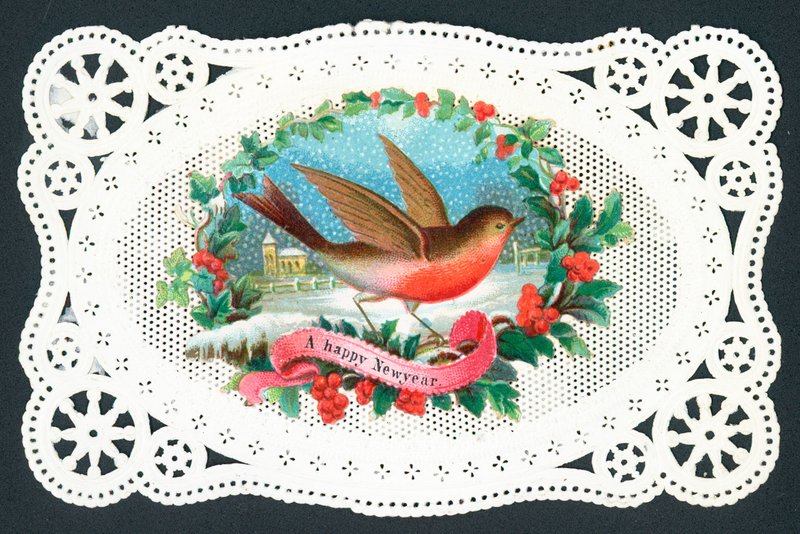 Petit rouge-gorge, carte de Nouvel An - English School