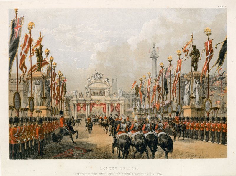 Pont de Londres, gardé par la Honourable Artillery Company de Londres, 7 mars 1863 - English School