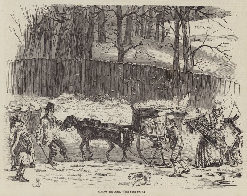 Chariots à glace de Londres (gravure) - English School