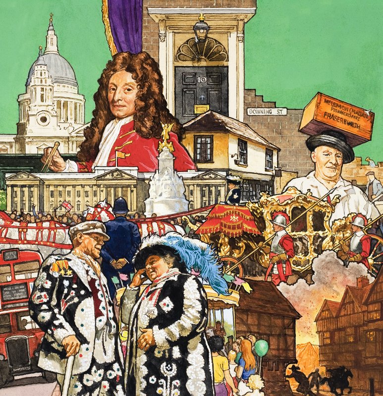 London Montage (gouache sur papier) - English School
