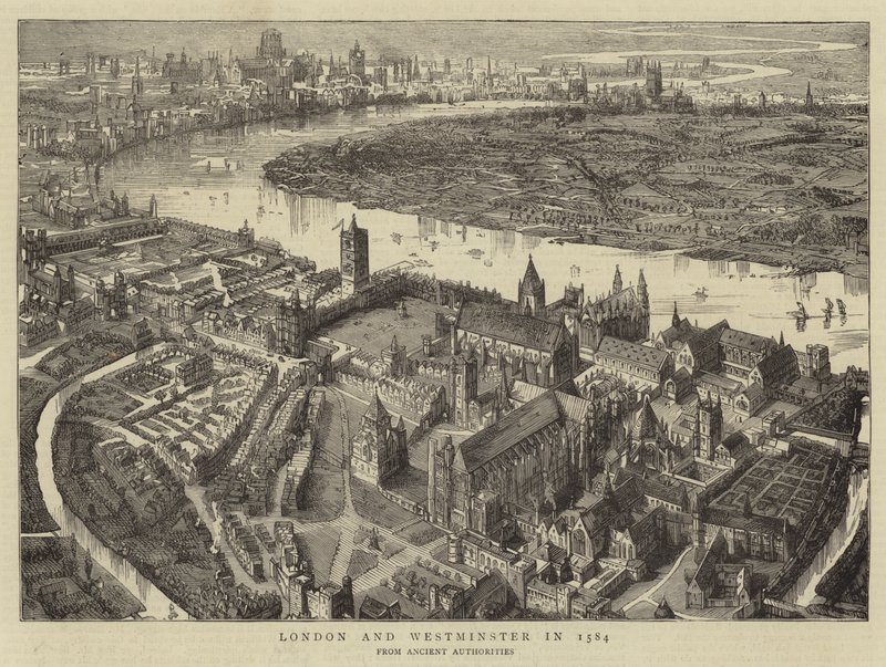 Londres et Westminster en 1584 - English School
