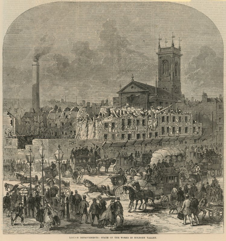 Améliorations de Londres : état des travaux dans la vallée de Holborn - English School