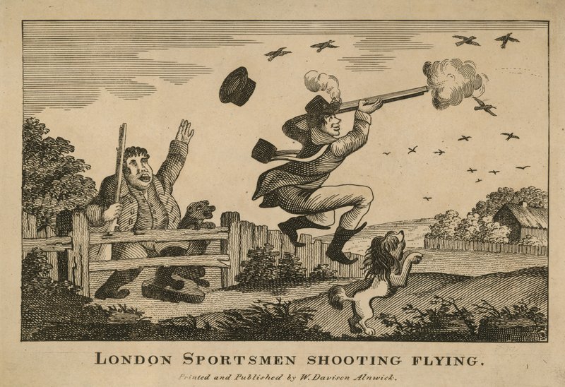 Les sportifs londoniens tirant sur des pigeons - English School