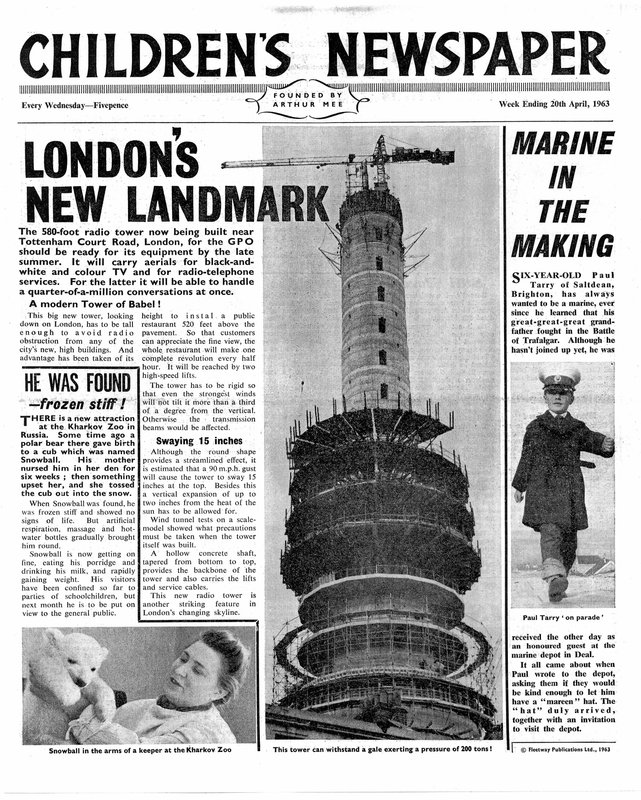 Le nouveau monument de Londres : La tour de la poste, première page de 