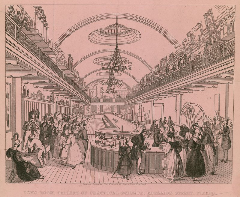 Grande salle, Galerie de la Science Pratique, Adelaide Street, Strand, Londres - English School