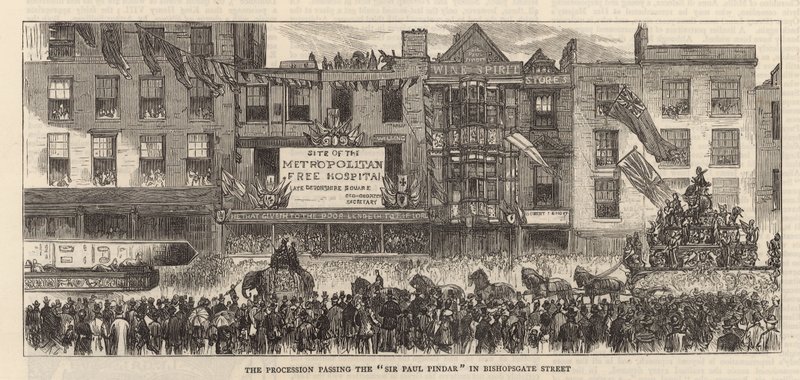 Jour du Lord Maire : Le cortège passant devant Sir Paul Pindar - English School