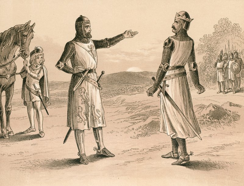 Lord Pembroke et Bruce avant la bataille de Methven - English School