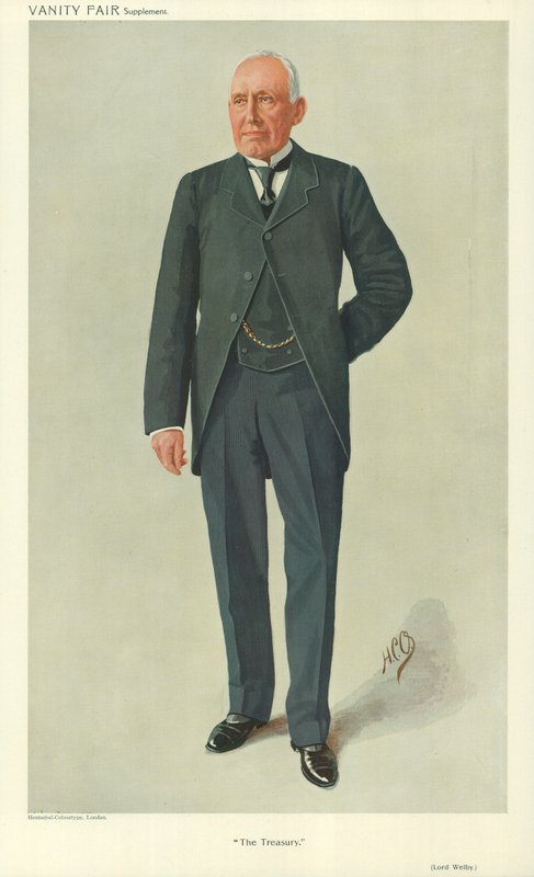 Lord Welby, Le Trésor, 10 mars 1910, caricature de Vanity Fair - English School