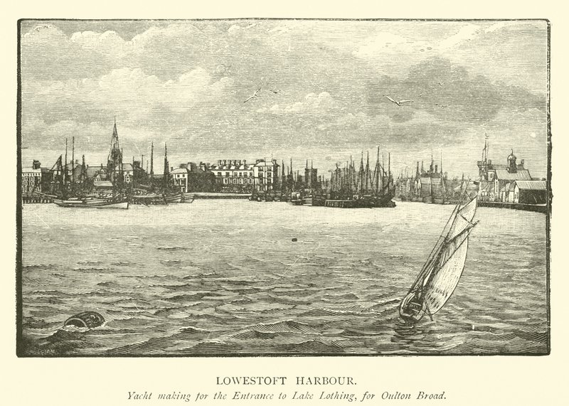 Port de Lowestoft. Yacht se dirigeant vers l