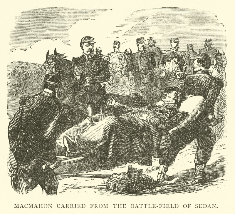 Macmahon transporté du champ de bataille de Sedan, septembre 1870 - English School