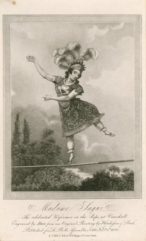 Madame Saqui, la célèbre funambule aux jardins de Vauxhall, Londres - English School