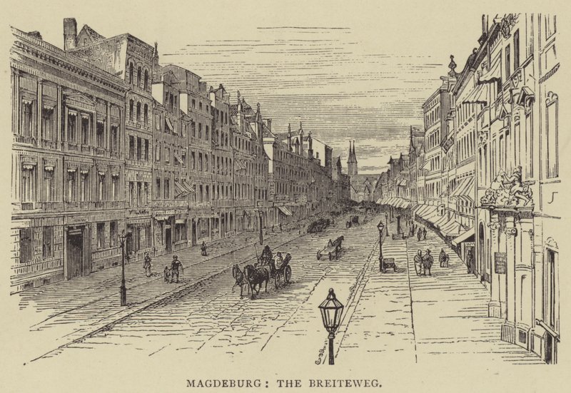 Magdebourg, le Breiteweg (gravure) - English School