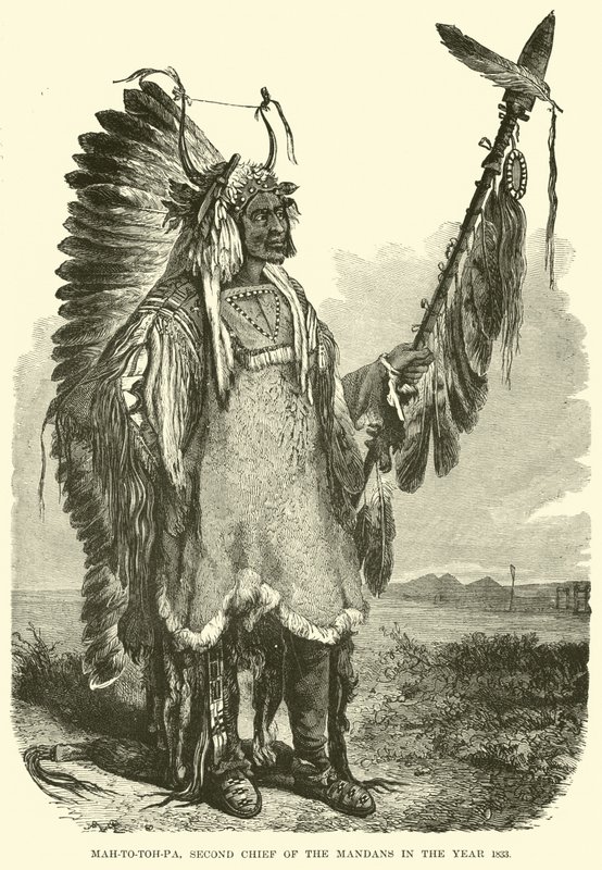 Mah-to-toh-pa, deuxième chef des Mandans en 1883 - English School