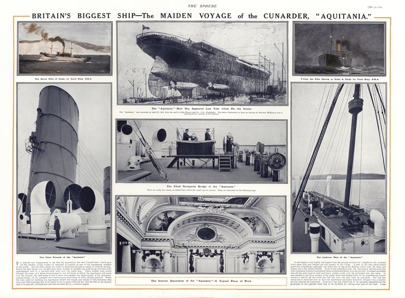 Voyage inaugural du paquebot Aquitania de la Cunard, 1914 - English School