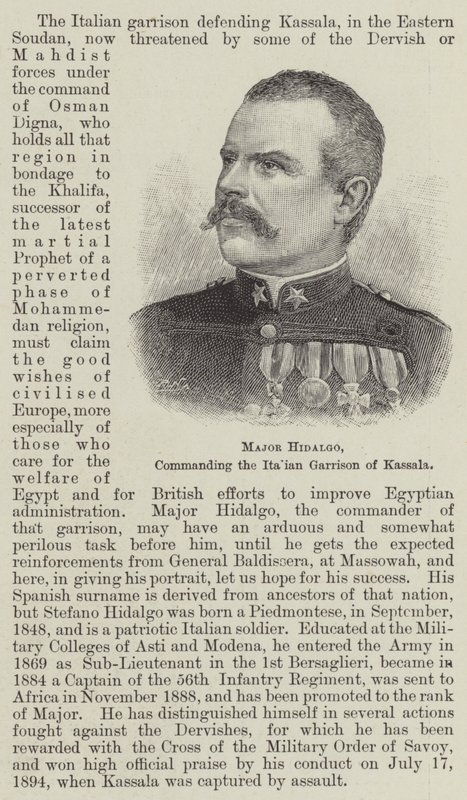 Major Hidalgo, commandant la garnison italienne de Kassala (gravure) - English School